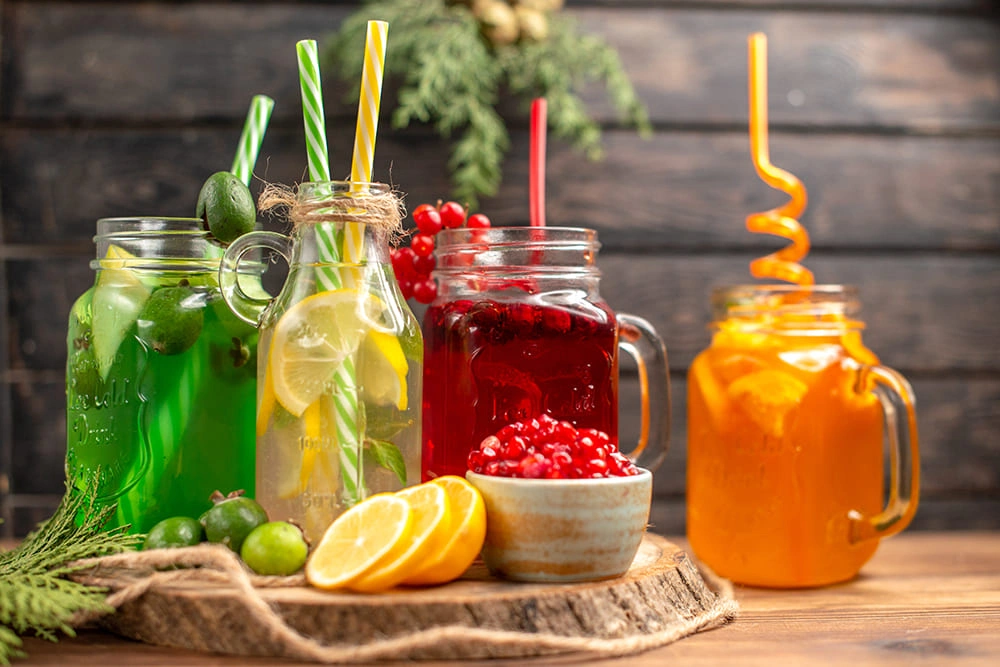 Assorted flavored beverages in jars - creative ways to drink water